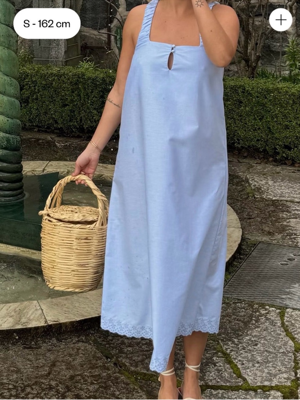 Djerf Avenue Breezy Embroidered Dress Blue Size Medium 100% Orangic Cotton
